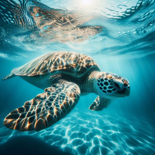 une tortue dans la mer