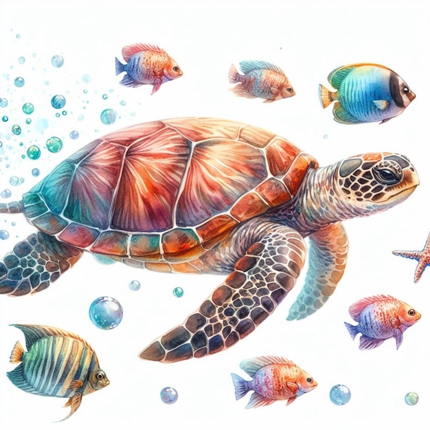 une tortue dans la mer