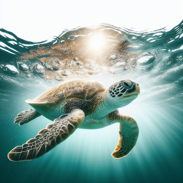 une tortue dans la mer