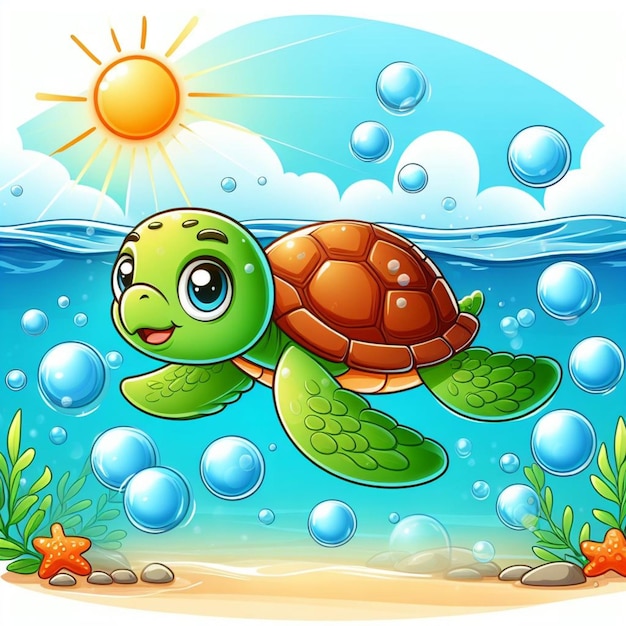 une tortue dans la mer
