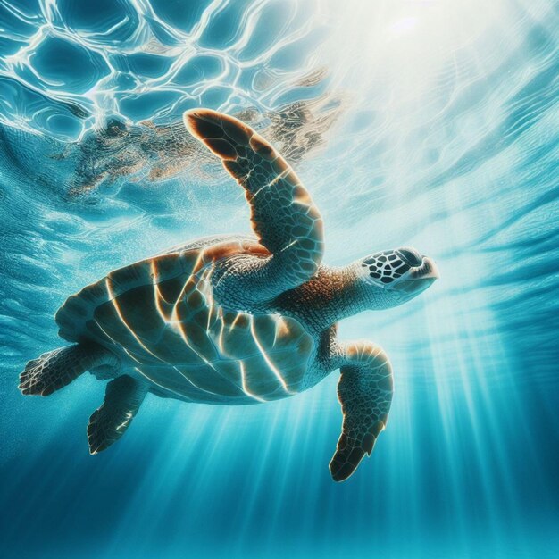 Tortue dans la mer