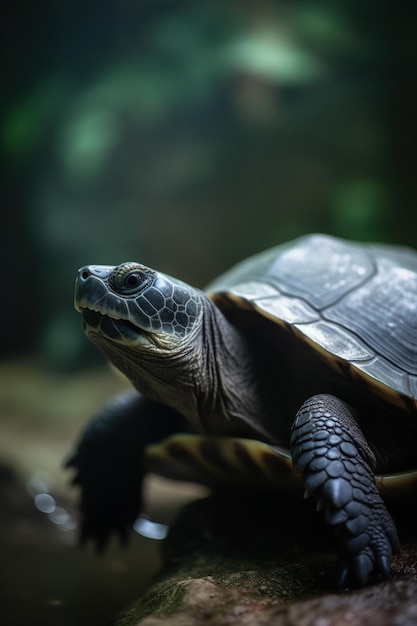 Une tortue dans le noir