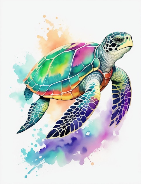 Une tortue époustouflante dans l'art de la peinture