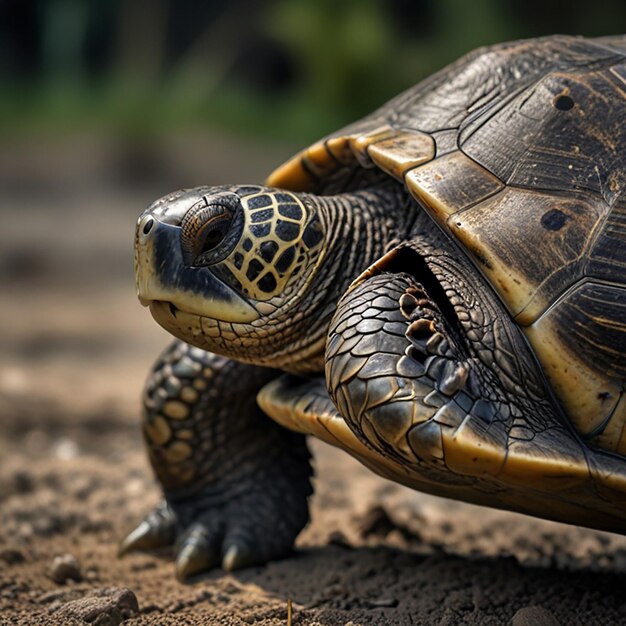 Photo une tortue est assise sur le sol et regarde la caméra