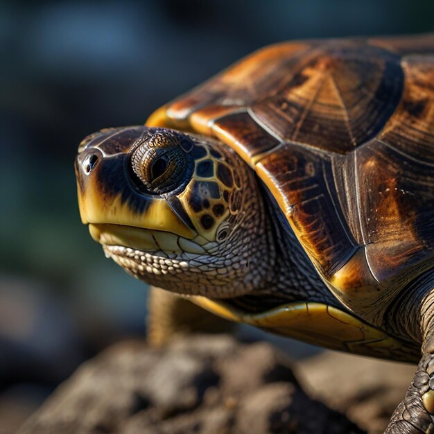 Photo une tortue avec un fond vert et une bande brune sur son visage