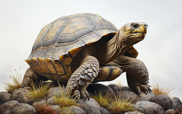 La tortue des Galapagos sur une toile vierge