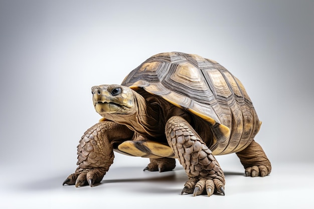 tortue géante des Galapagos sur fond blanc