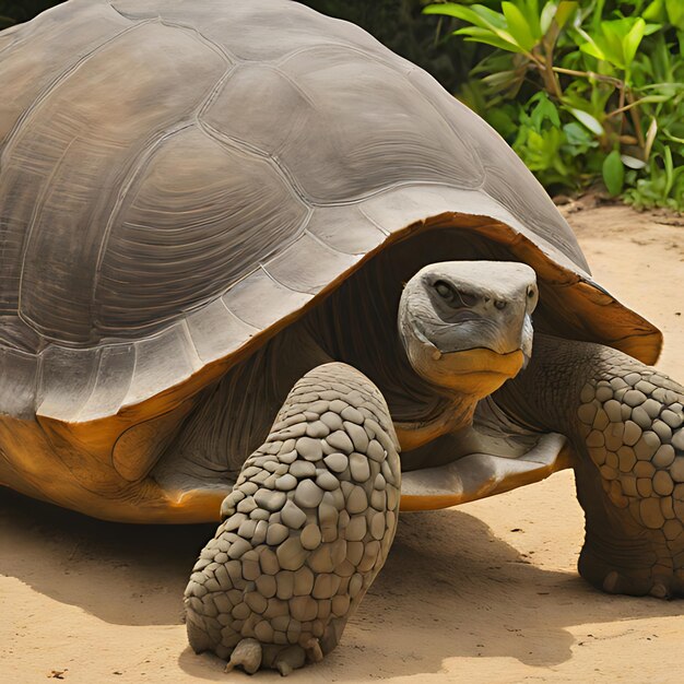 Photo une tortue géante se tient dans la saleté.