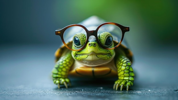 La tortue a un long cou mince et une petite tête.