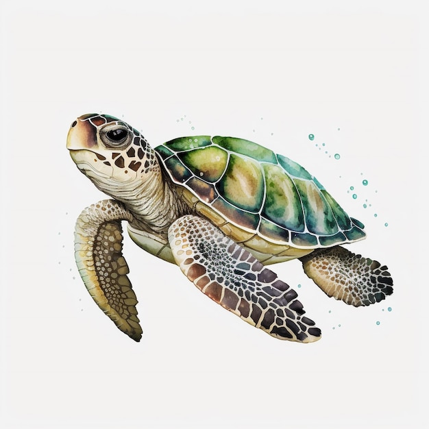 Tortue de mer aquarelle