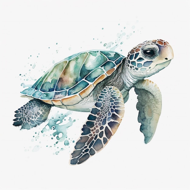 Tortue de mer aquarelle