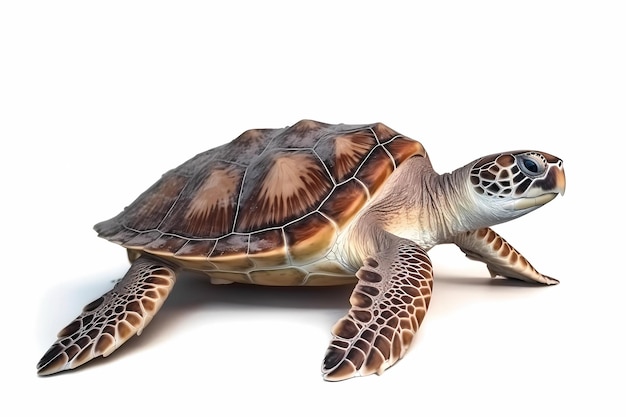 Tortue de mer isolé sur fond blanc