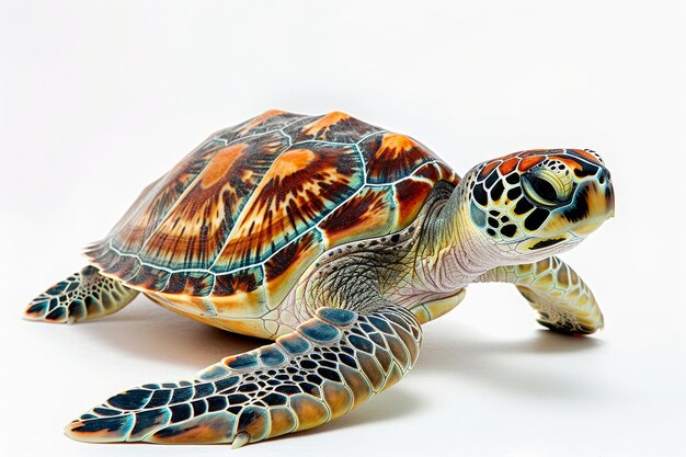 une tortue de mer isolée sur un fond blanc