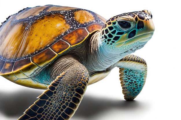 Tortue de mer isolée sur fond blanc