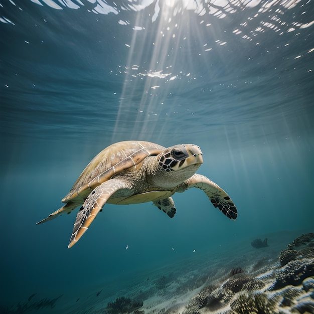 La tortue de mer nage dans l'océan