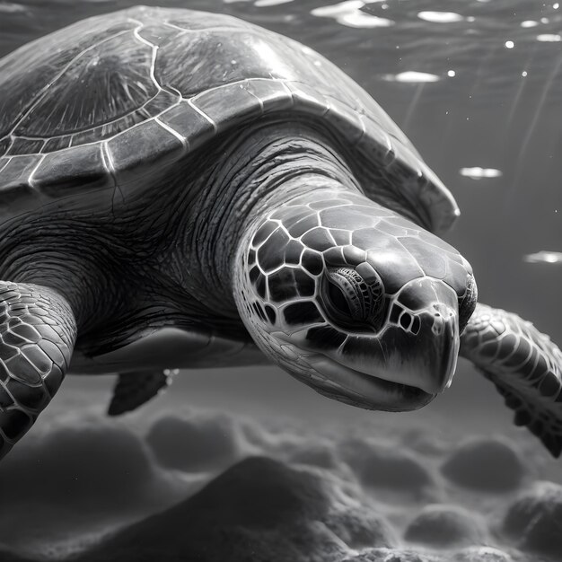 Photo la tortue de mer noire et blanche