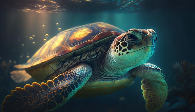 Tortue en mer