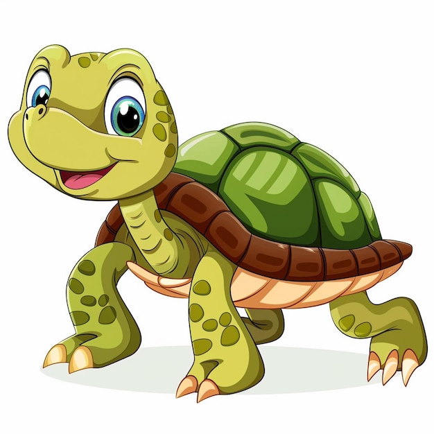une tortue mignonne sur fond blanc
