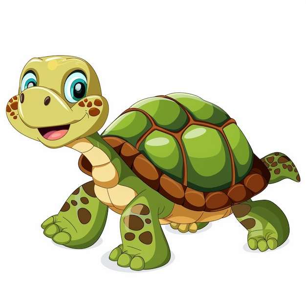 une tortue mignonne sur fond blanc