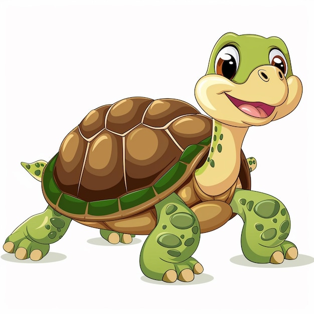 une tortue mignonne sur fond blanc