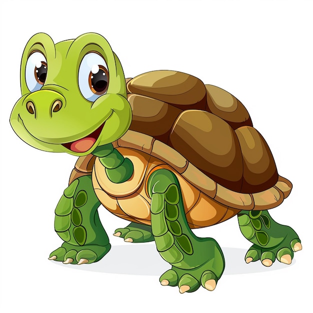 une tortue mignonne sur fond blanc
