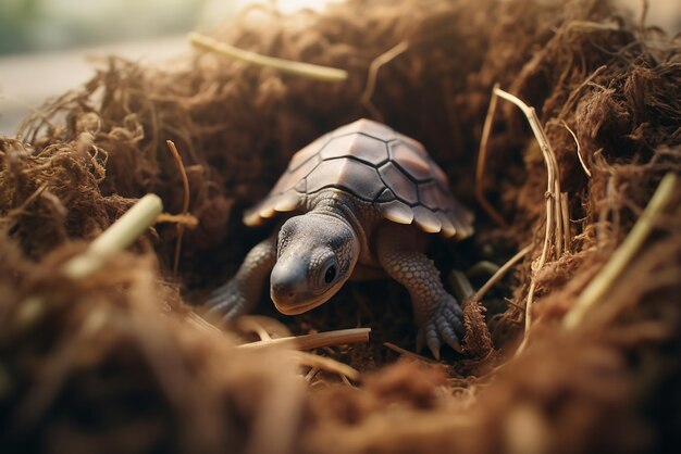 Une tortue qui sort d'un œuf