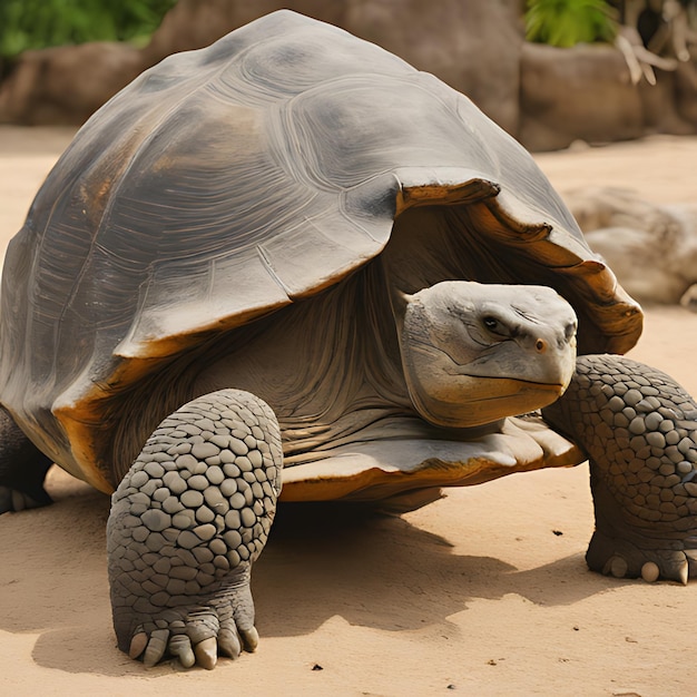 Photo une tortue avec une tortue sur le dos et une tortoise sur le sol.