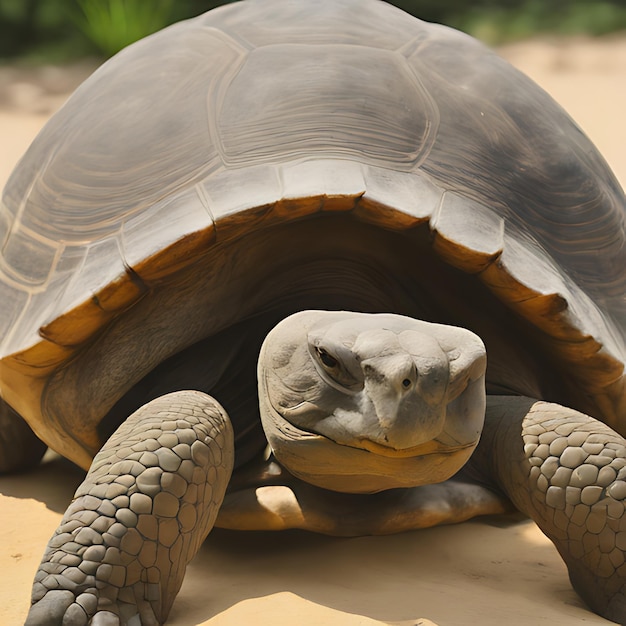 une tortue avec le visage et les yeux fermés