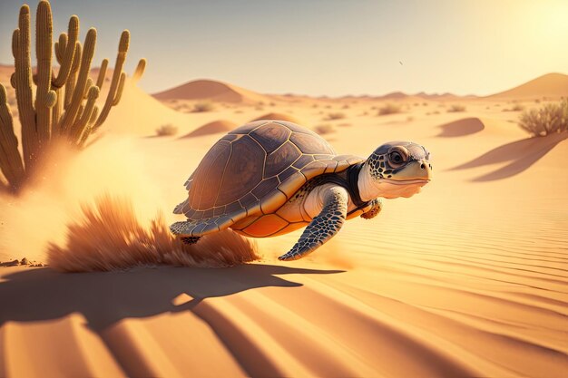 Photo des tortues rapides traversent la plage et se dirigent vers l'océan