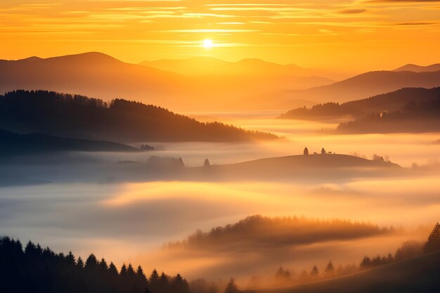 tôt le matin dans les montagnes