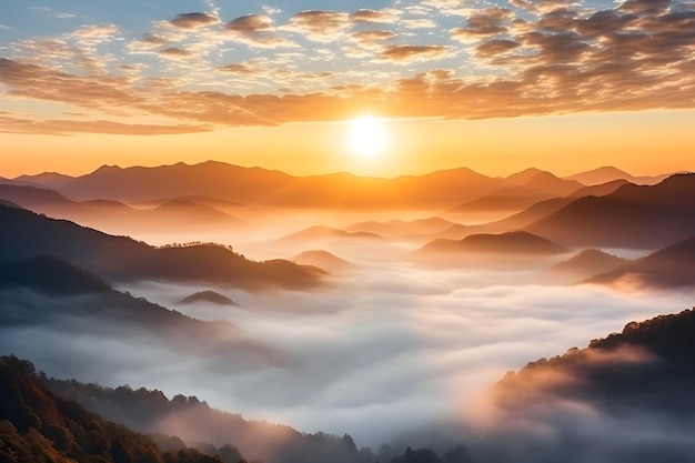 tôt le matin dans les montagnes