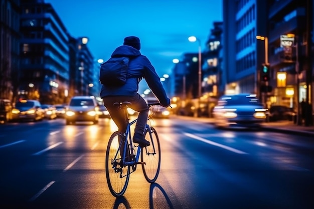 Tôt le matin, vélo, banlieusard, IA générative