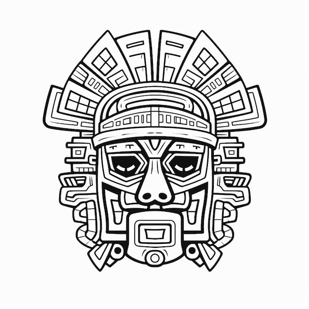 Le totem de monstre aztèque masque la couleur noire et blanche générée par l'IA