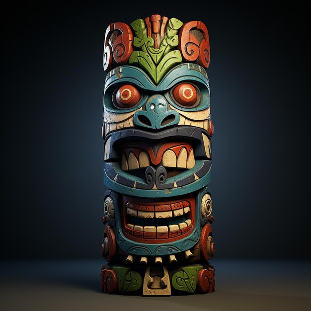 Photo totem tiki stylisé