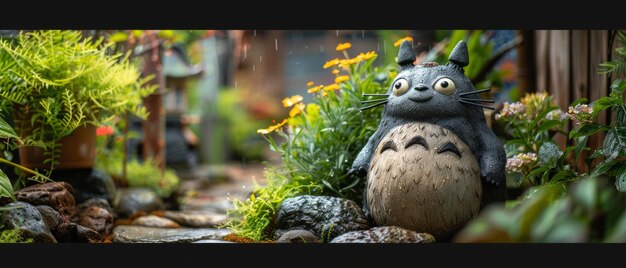 Photo totoro magic un coup d'œil dans le café de style japonais de chiangrais