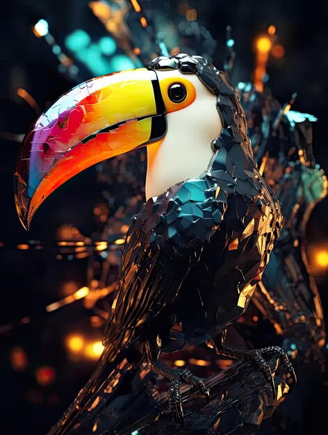 Un toucan au bec aux couleurs vives