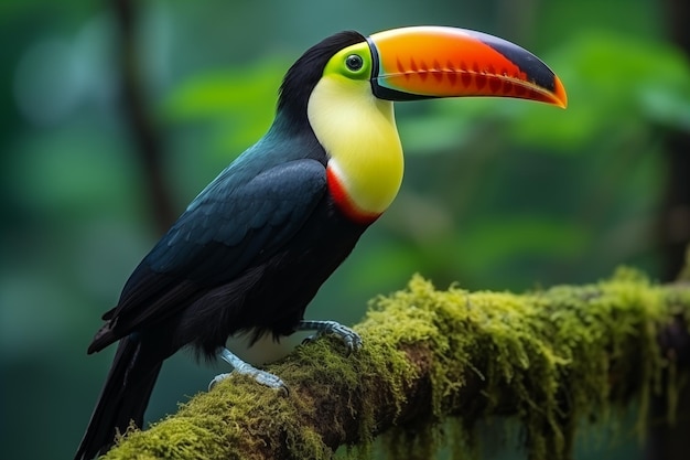 Toucan sur une branche d'une forêt tropicale