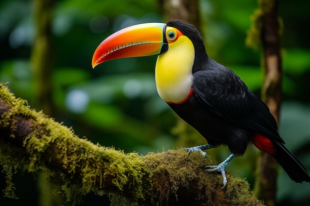 Toucan sur une branche d'une forêt tropicale