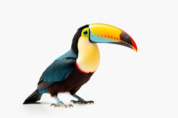 Toucan sur fond blanc Éclairage cinématographique Irréel