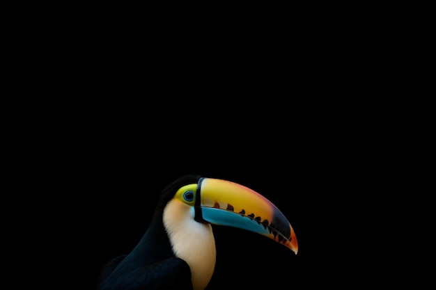 Photo un toucan à fond noir
