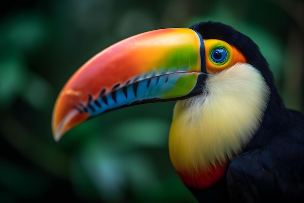 Un toucan sur fond vert