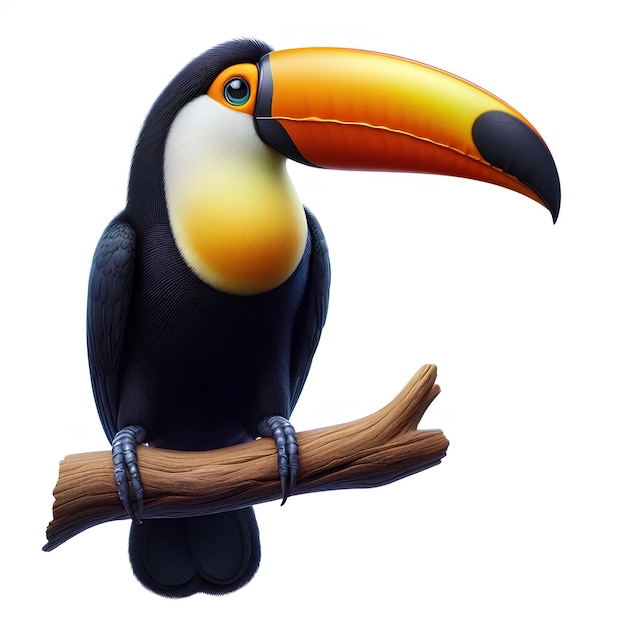 Toucan de longueur entière isolé sur fond blanc