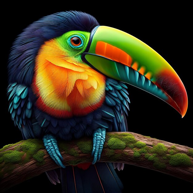 Photo un toucan perché sur une branche d'arbre