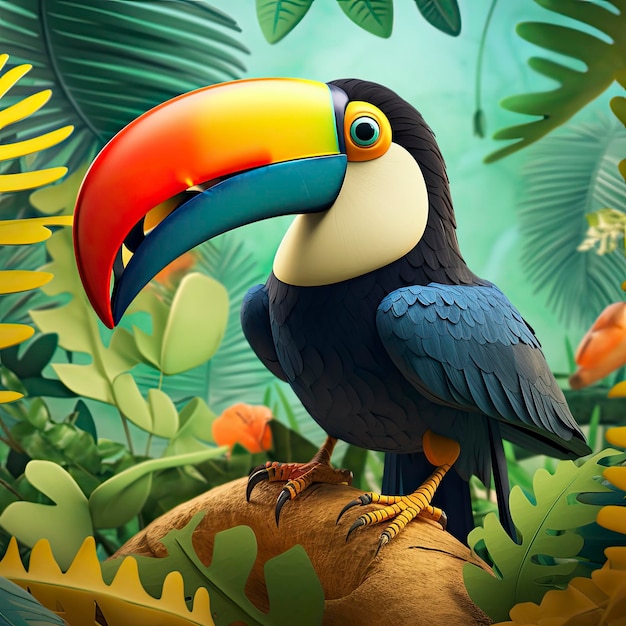 Un toucan perché sur une branche d'arbre