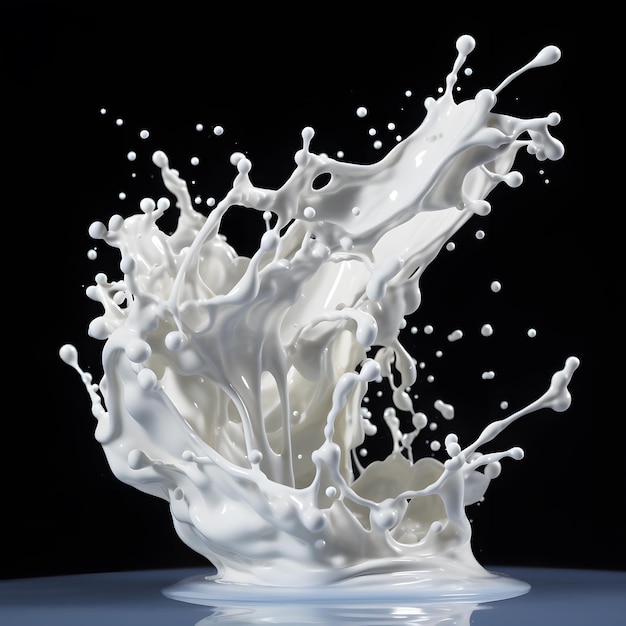 Une touche fascinante de lait blanc sur fond sombre