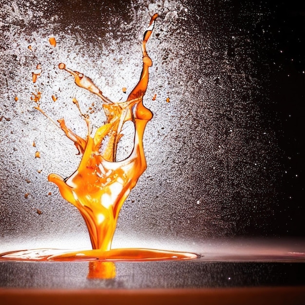 une touche de liquide orange est versée dans un verre