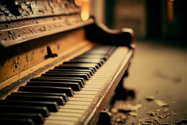 Touches de piano avec un beau bokeh en arrière-plan AI générative