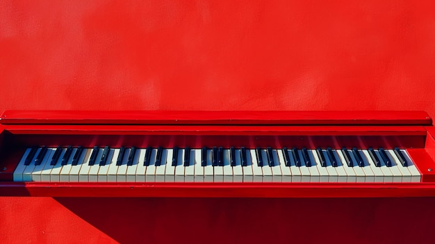 Photo les touches de piano sur un fond de mur rouge copient l'espace