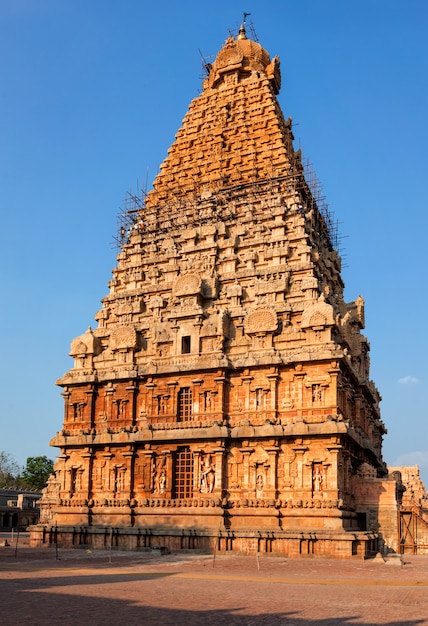 Tour du temple de Brihadishwarar (vimana). Thanjavur, Tamil Nadu, Inde