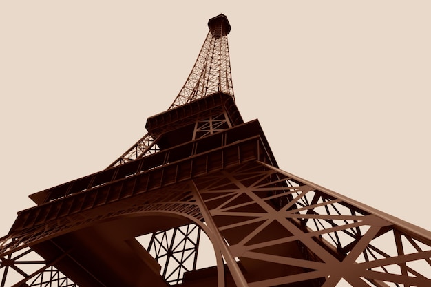 Tour Eiffel 3d sur fond blanc